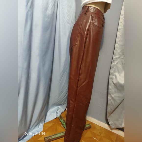 Abercrombie & Fitch Curve Leather 90s Straight Pants-Ultra High Rise Size 32/14 - Picture 12 of 16